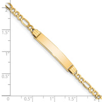 14k Semi-solid Polished Figaro Link ID Bracelet-DCID107-7