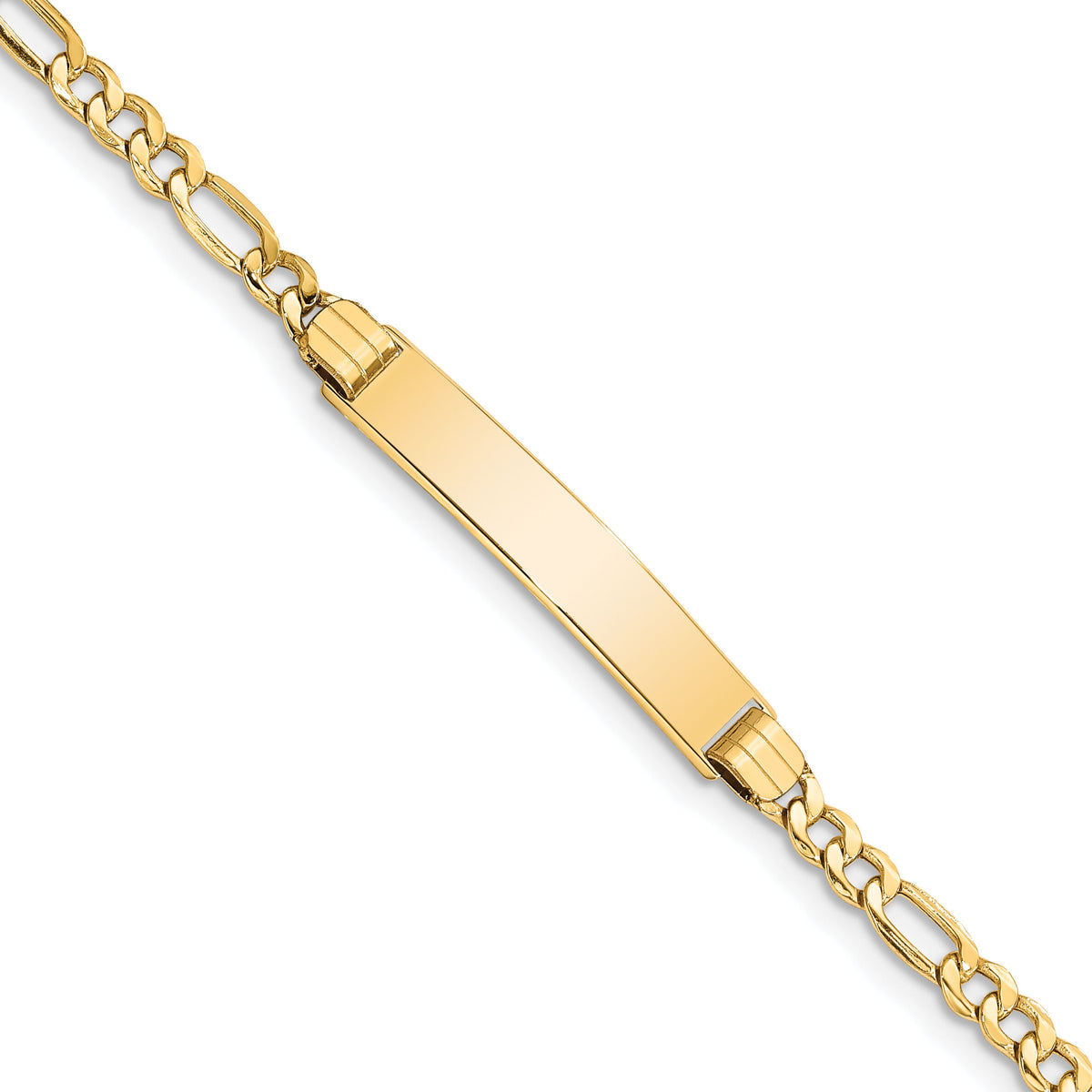 14k Semi-solid Polished Figaro Link ID Bracelet-DCID107-7