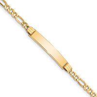 14k Semi-solid Polished Figaro Link ID Bracelet-DCID107-7