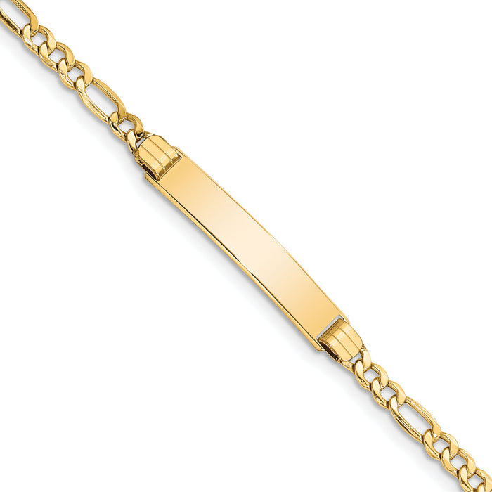 14k Semi-solid Polished Figaro Link ID Bracelet-DCID107-7