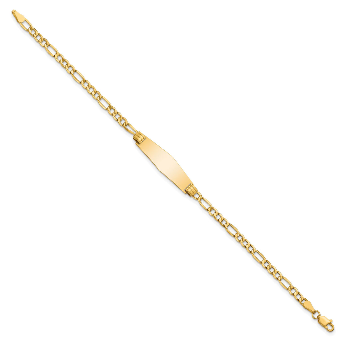 14k Semi-solid Soft Diamond Shape Figaro Link ID Bracelet-DCID107C-8