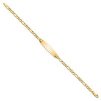 14k Semi-solid Soft Diamond Shape Figaro Link ID Bracelet-DCID107C-8