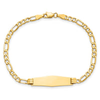 14k Semi-solid Soft Diamond Shape Figaro Link ID Bracelet-DCID107C-8