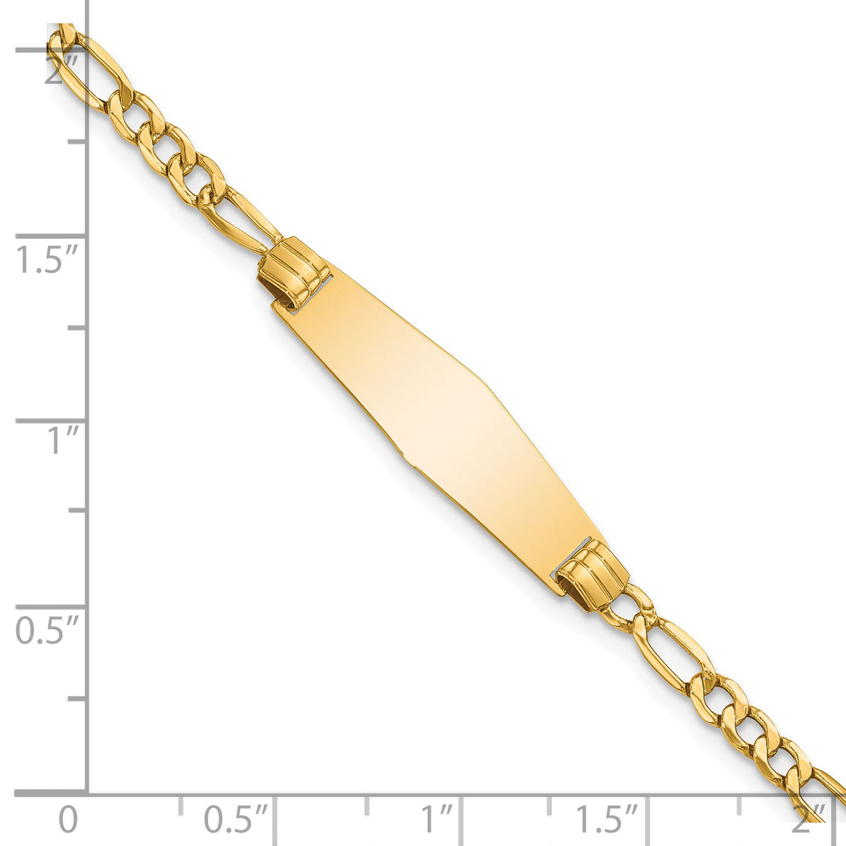 14k Semi-solid Soft Diamond Shape Figaro Link ID Bracelet-DCID107C-8
