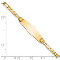 14k Semi-solid Soft Diamond Shape Figaro Link ID Bracelet-DCID107C-8