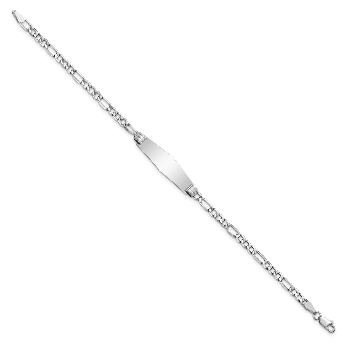 14k WG Semi-solid Soft Diamond Shape Figaro Link ID Bracelet-DCID107CW-7