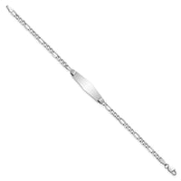 14k WG Semi-solid Soft Diamond Shape Figaro Link ID Bracelet-DCID107CW-8