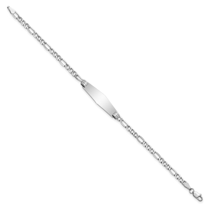 14k WG Semi-solid Soft Diamond Shape Figaro Link ID Bracelet-DCID107CW-8
