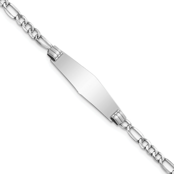 14k WG Semi-solid Soft Diamond Shape Figaro Link ID Bracelet-DCID107CW-7
