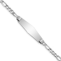 14k WG Semi-solid Soft Diamond Shape Figaro Link ID Bracelet-DCID107CW-8