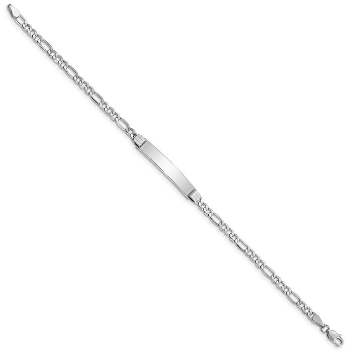 14k WG Polished Semi-Solid Figaro Link ID Bracelet-DCID107W-8