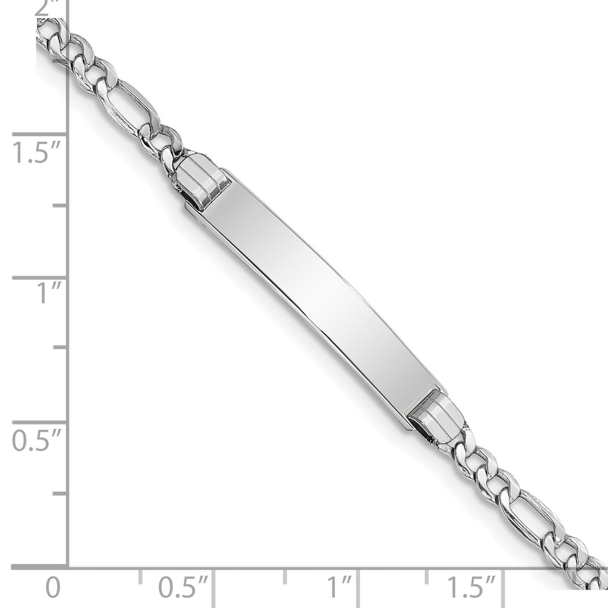14k WG Polished Semi-Solid Figaro Link ID Bracelet-DCID107W-8