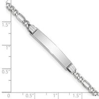 14k WG Polished Semi-Solid Figaro Link ID Bracelet-DCID107W-8