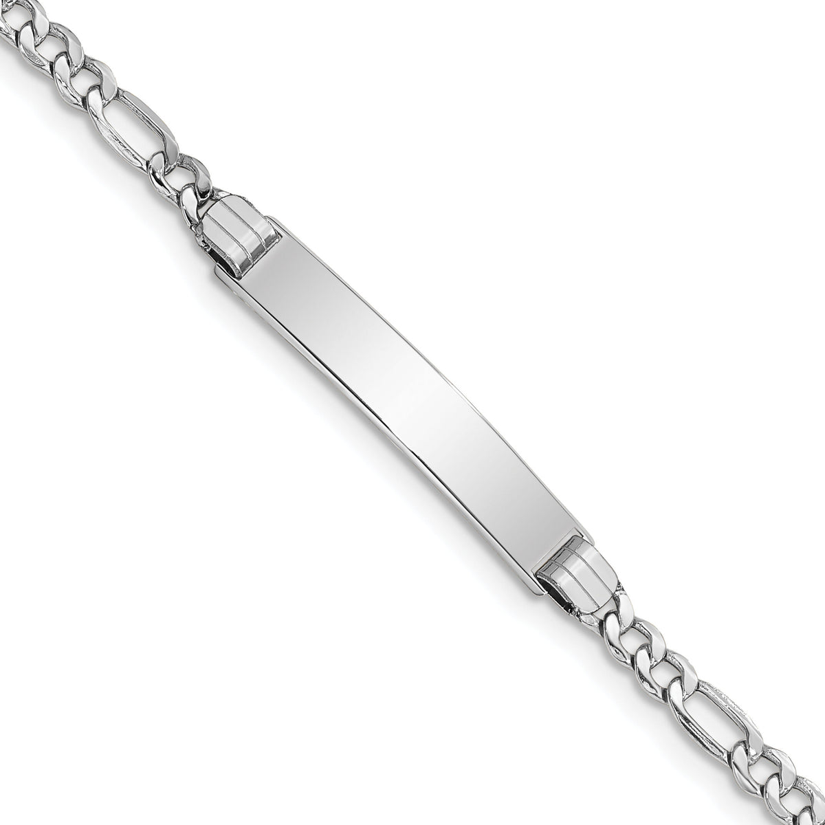14k WG Polished Semi-Solid Figaro Link ID Bracelet-DCID107W-8