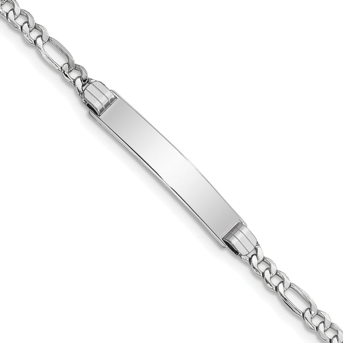 14k WG Polished Semi-Solid Figaro Link ID Bracelet-DCID107W-8