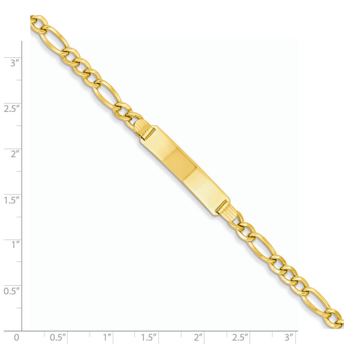 14k Semi-solid Figaro ID Bracelet-DCID108-7