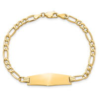 14k Semi-solid Soft Diamond Shape Figaro Link ID Bracelet-DCID108C-8