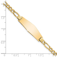 14k Semi-solid Soft Diamond Shape Figaro Link ID Bracelet-DCID108C-7