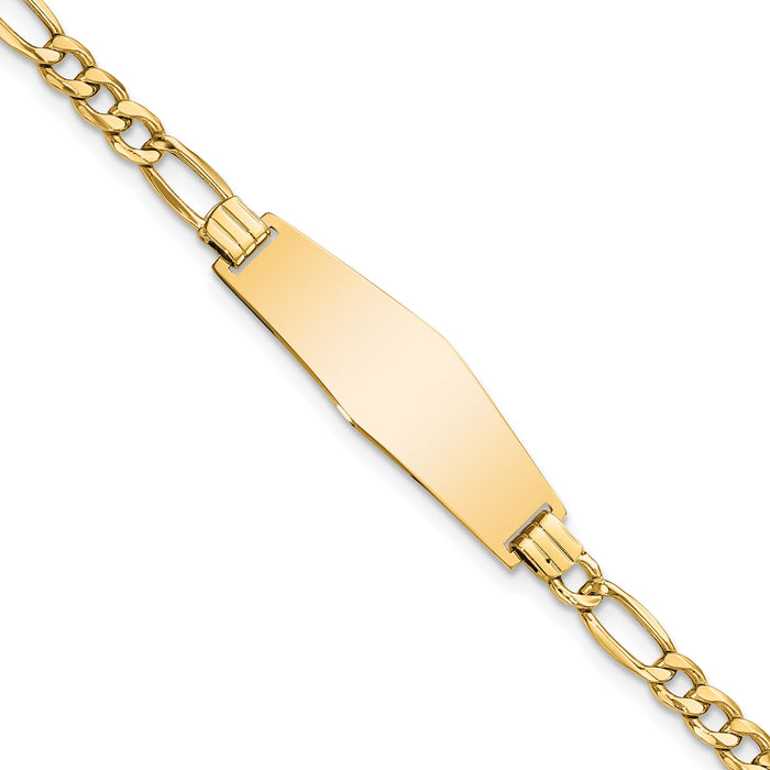 14k Semi-solid Soft Diamond Shape Figaro Link ID Bracelet-DCID108C-7