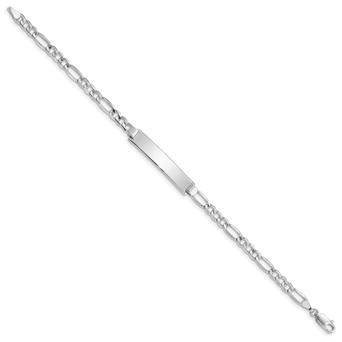 14K WG Polished Semi-Solid Figaro ID Bracelet-DCID108W-8