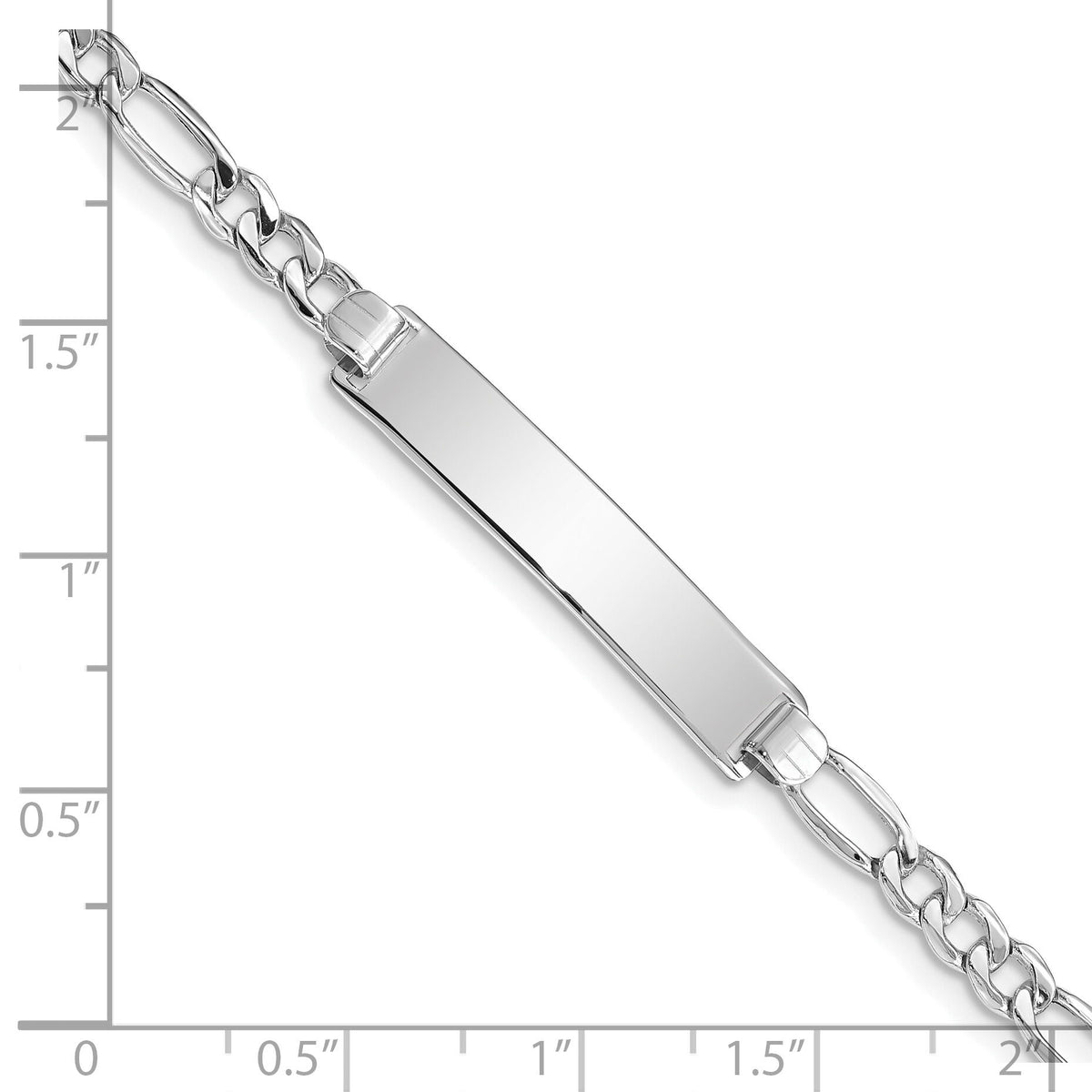 14K WG Polished Semi-Solid Figaro ID Bracelet-DCID108W-8