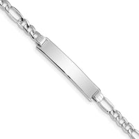 14K WG Polished Semi-Solid Figaro ID Bracelet-DCID108W-8