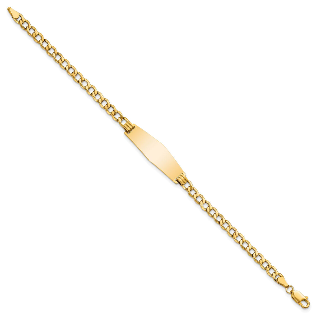 14k Semi-solid Soft Diamond Shape Curb Link ID Bracelet-DCID110C-7