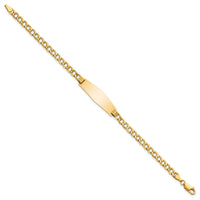 14k Semi-solid Soft Diamond Shape Curb Link ID Bracelet-DCID110C-8