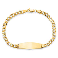 14k Semi-solid Soft Diamond Shape Curb Link ID Bracelet-DCID110C-8