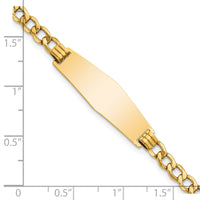 14k Semi-solid Soft Diamond Shape Curb Link ID Bracelet-DCID110C-8
