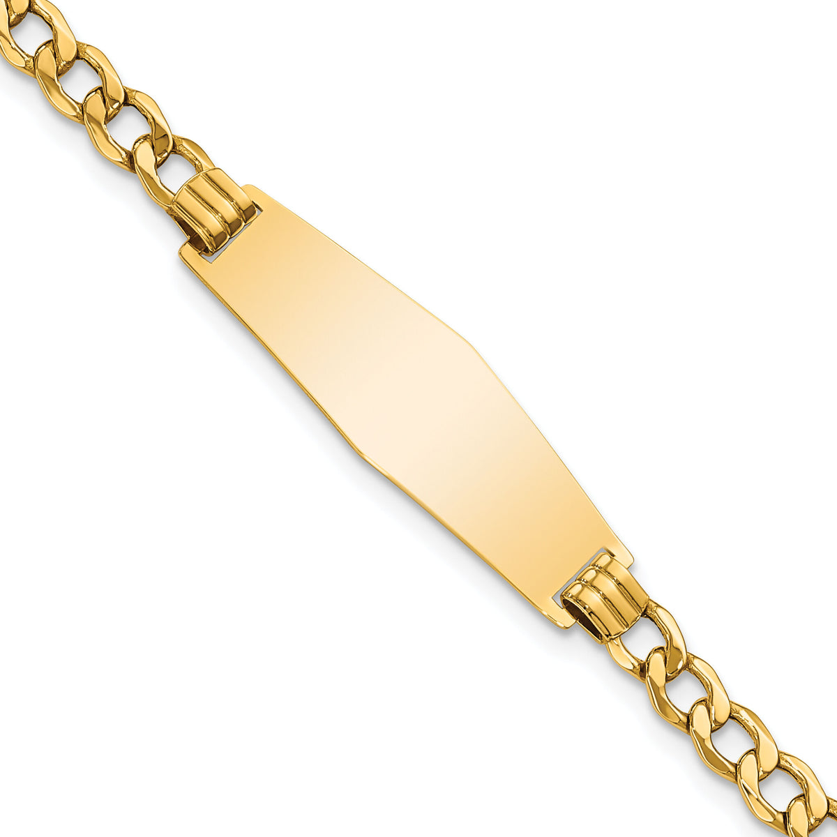 14k Semi-solid Soft Diamond Shape Curb Link ID Bracelet-DCID110C-7