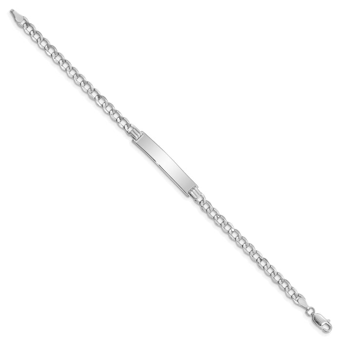 14k WG Polished Semi-Solid Cuban ID Bracelet-DCID110W-7