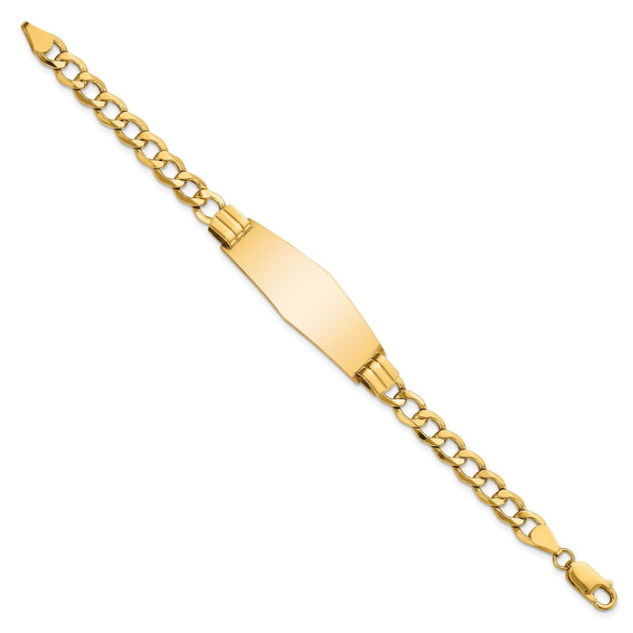 14k Semi-Solid Soft Diamond Shape Curb Link ID Bracelet-DCID111C-7
