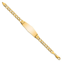 14k Semi-Solid Soft Diamond Shape Curb Link ID Bracelet-DCID111C-8
