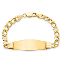 14k Semi-Solid Soft Diamond Shape Curb Link ID Bracelet-DCID111C-7