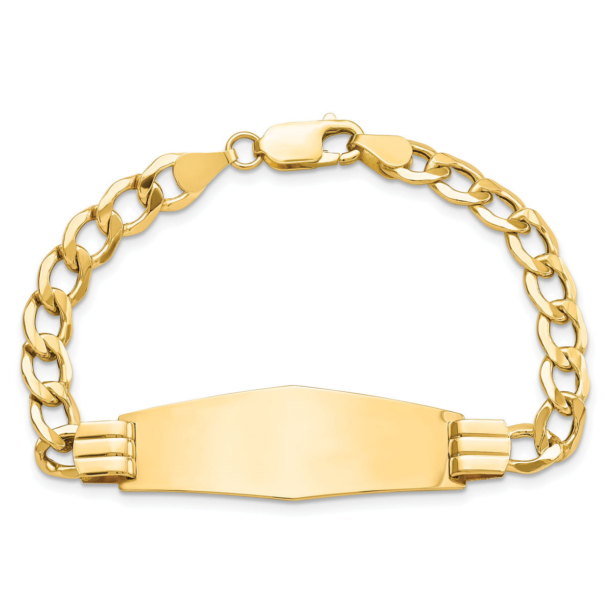 14k Semi-Solid Soft Diamond Shape Curb Link ID Bracelet-DCID111C-8