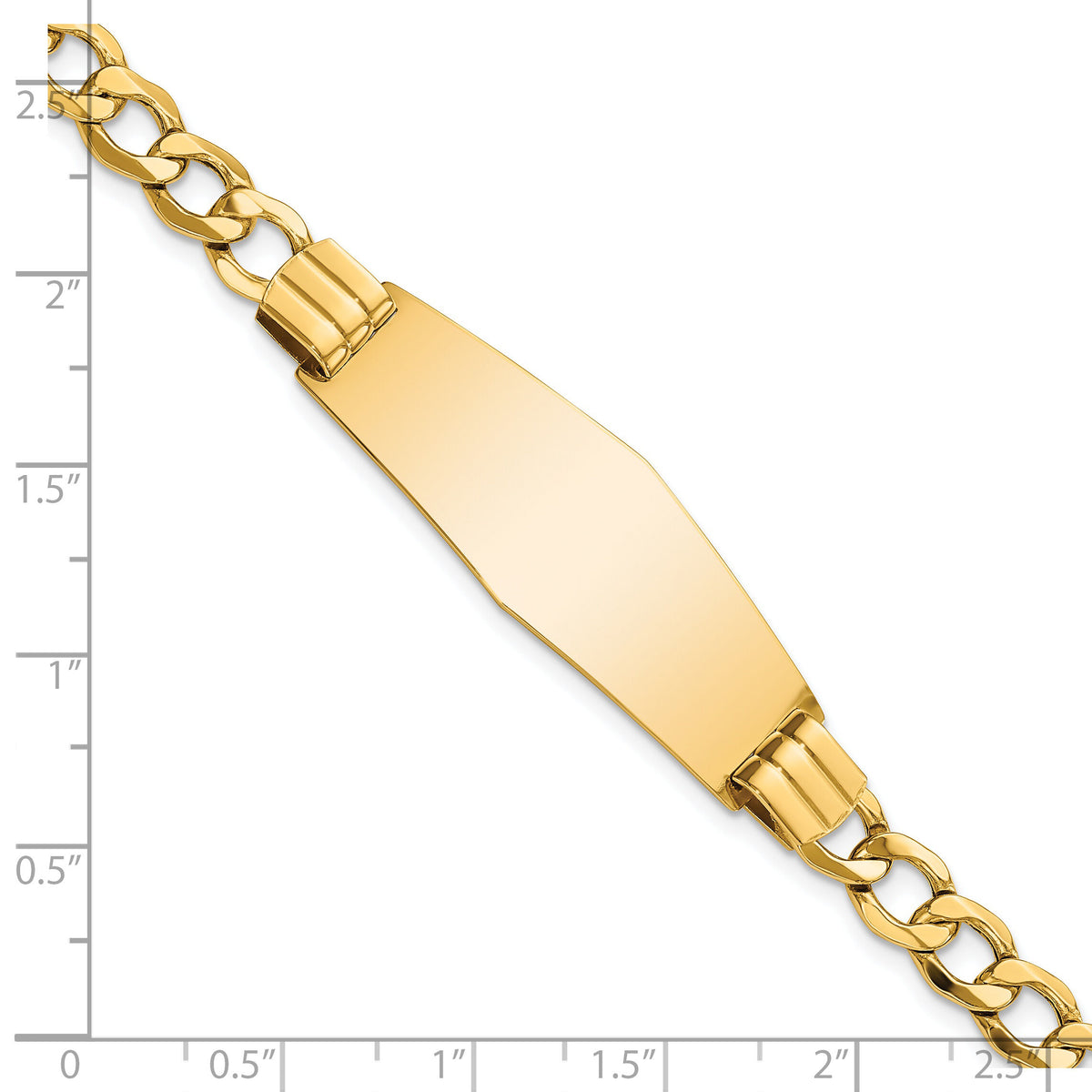14k Semi-Solid Soft Diamond Shape Curb Link ID Bracelet-DCID111C-8