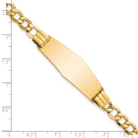 14k Semi-Solid Soft Diamond Shape Curb Link ID Bracelet-DCID111C-8