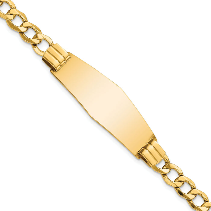 14k Semi-Solid Soft Diamond Shape Curb Link ID Bracelet-DCID111C-8