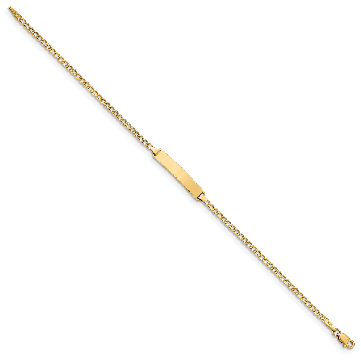 14k Semi-Solid Polished Cuban ID Bracelet-DCID132-8