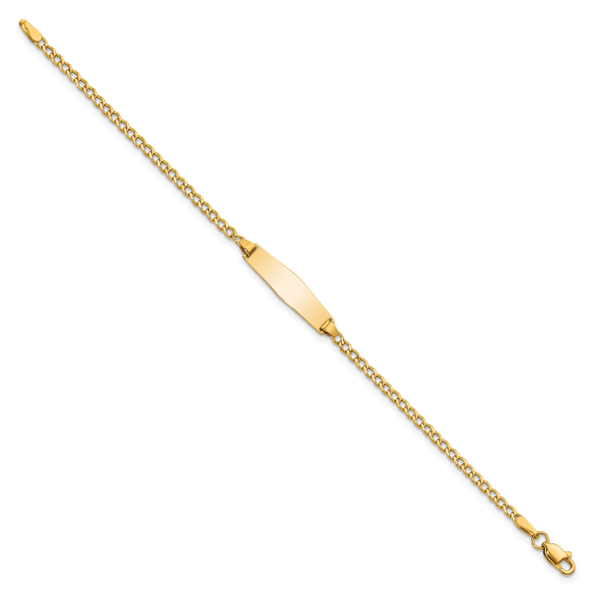 14k Semi-solid Soft Diamond Shape Cuban ID Bracelet-DCID132C-6
