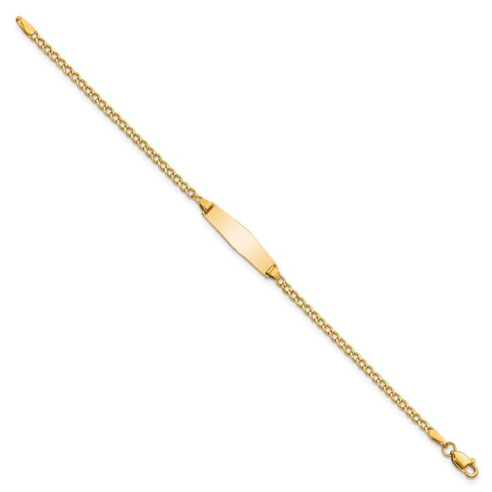14k Semi-solid Soft Diamond Shape Cuban ID Bracelet-DCID132C-6
