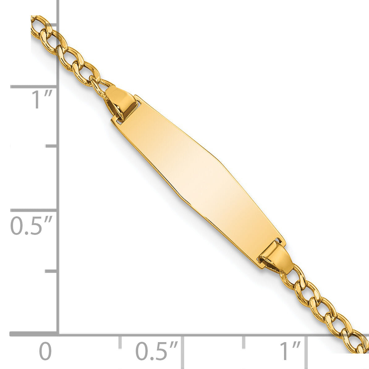 14k Semi-solid Soft Diamond Shape Cuban ID Bracelet-DCID132C-6