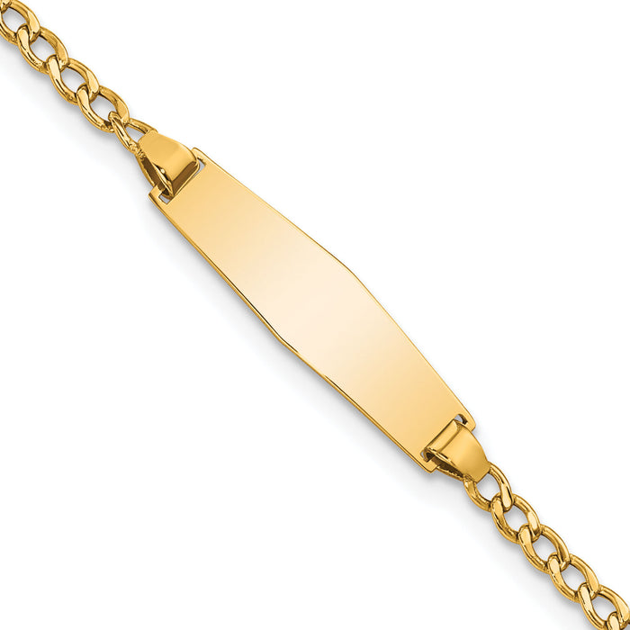 14k Semi-solid Soft Diamond Shape Cuban ID Bracelet-DCID132C-6