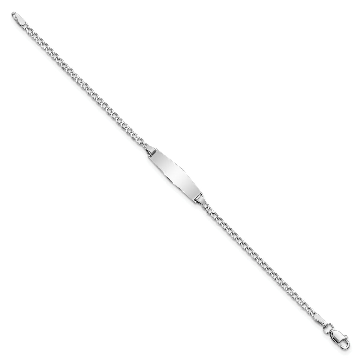 14k WG Semi-solid Soft Diamond Shape Cuban ID Bracelet-DCID132CW-7