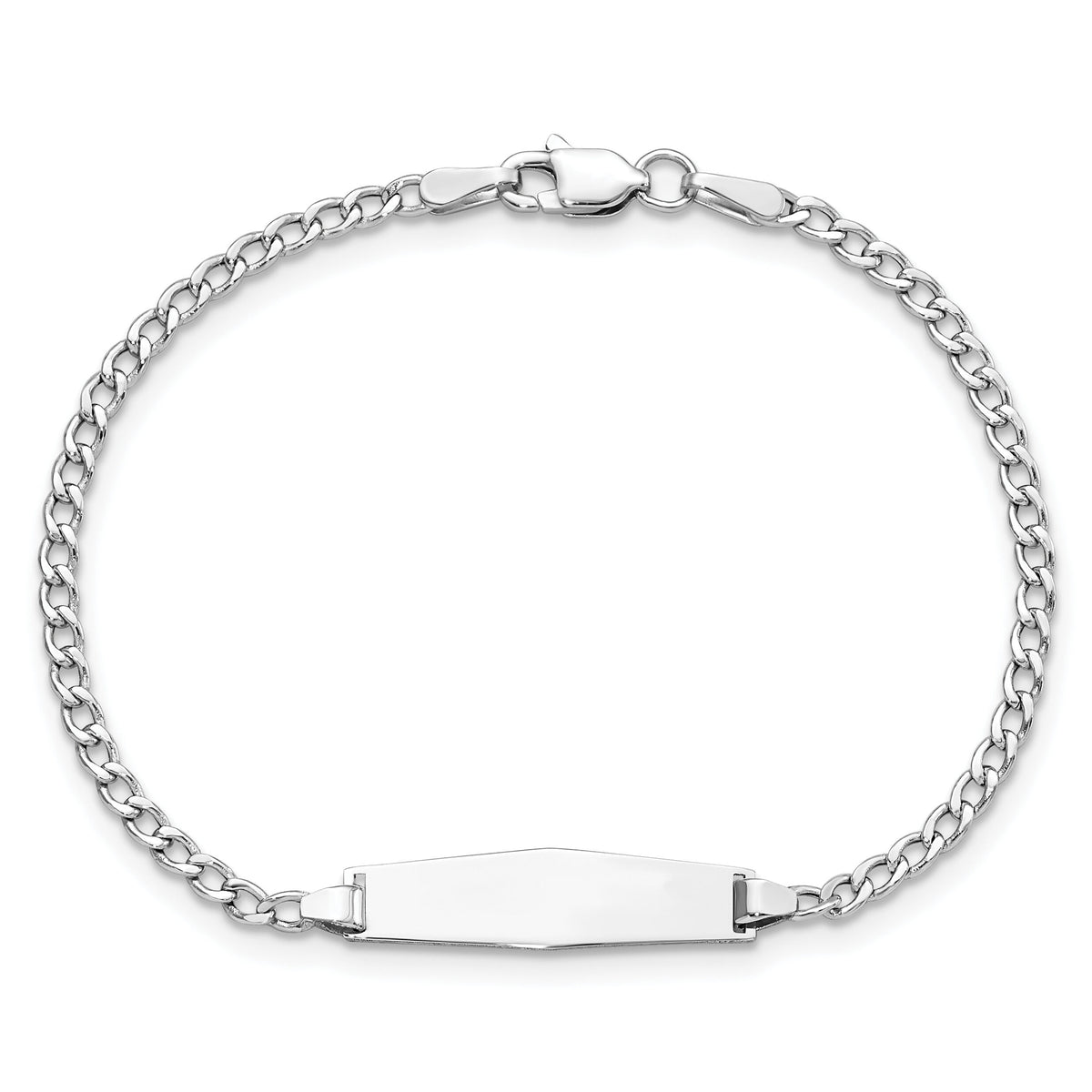 14k WG Semi-solid Soft Diamond Shape Cuban ID Bracelet-DCID132CW-6