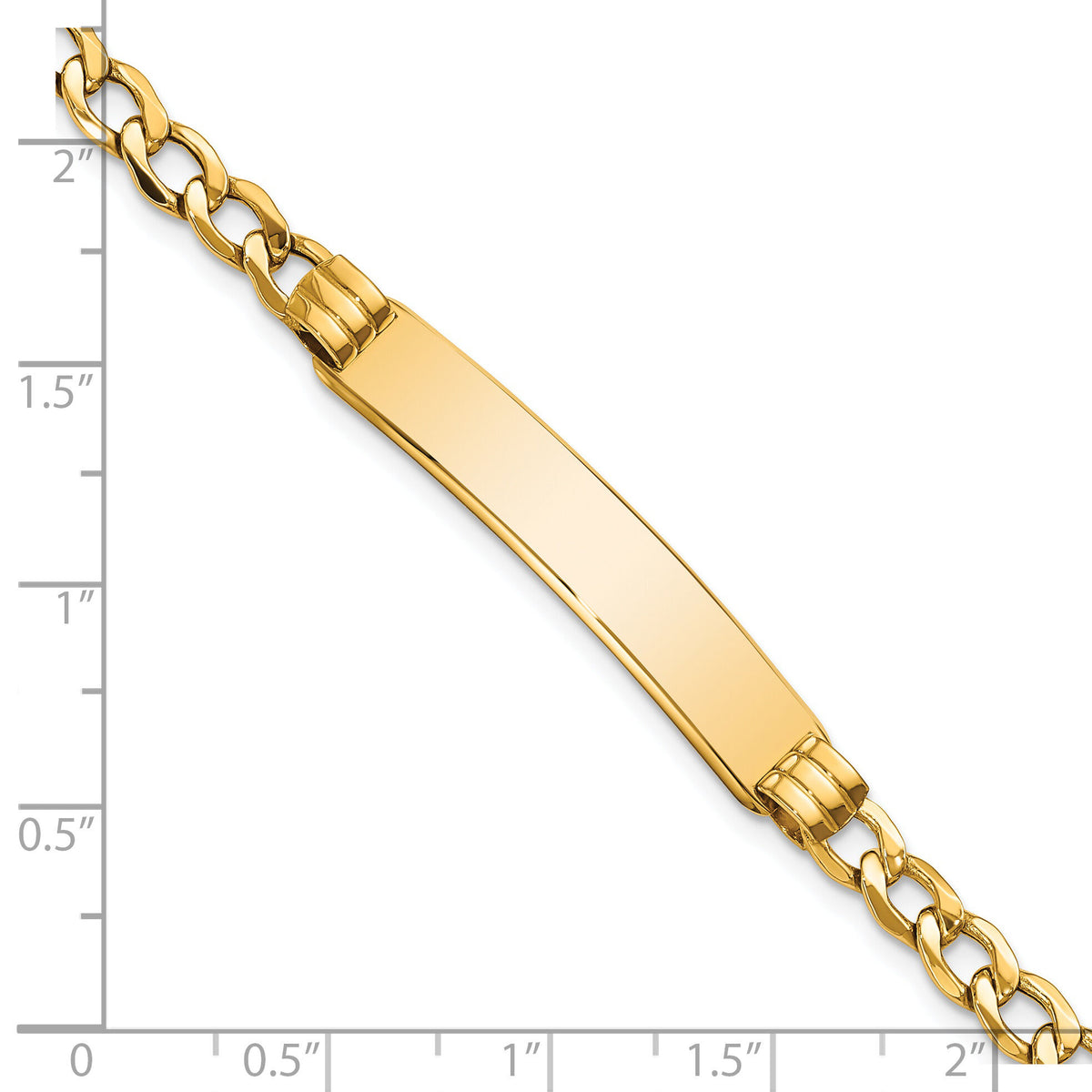 14k Polished Semi-Solid Cuban ID Bracelet-DCID133-8