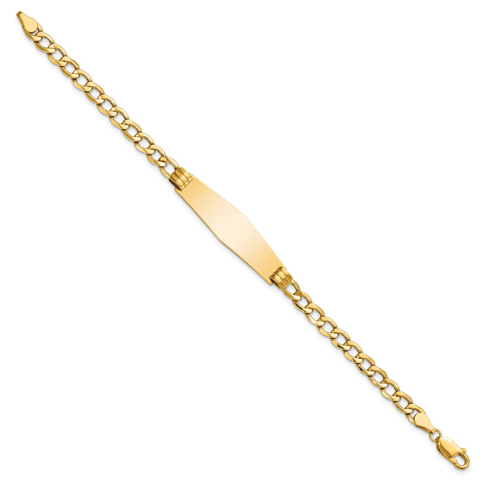 14k Polished Semi-Solid Soft Diamond Shape Cuban ID Bracelet-DCID133C-8