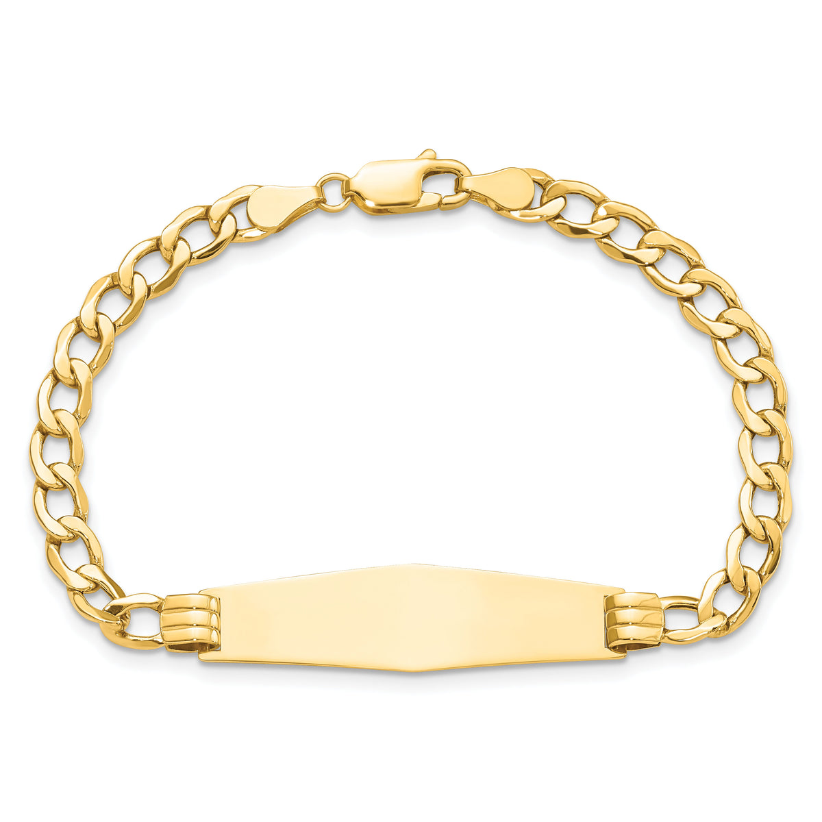 14k Polished Semi-Solid Soft Diamond Shape Cuban ID Bracelet-DCID133C-8