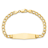 14k Polished Semi-Solid Soft Diamond Shape Cuban ID Bracelet-DCID133C-8